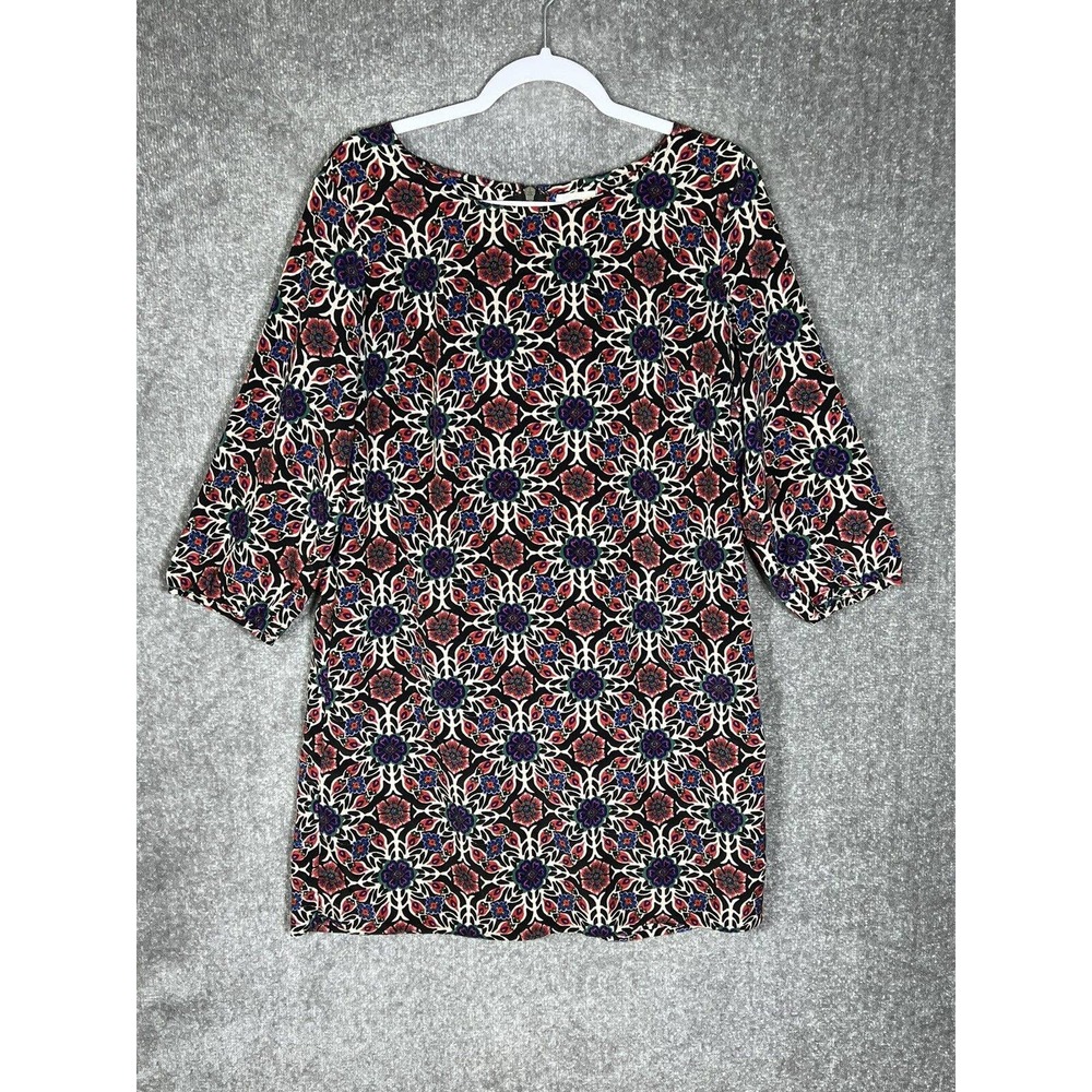 Old Navy Shirred Shift Dress Womens Size Large Lightweight Geometric Floral